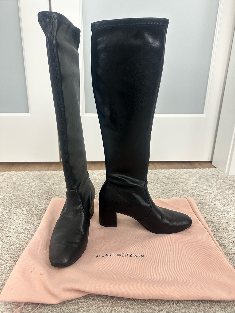 Stuart Weitzman Black Over-the-Knee Leather Boots